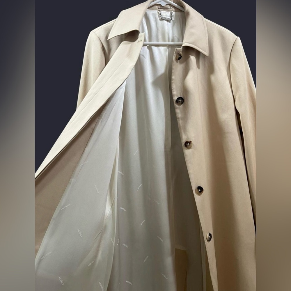 NWOT! Lilysilk | Silk-Wool Blend Water Repellent Classic Trench Coat | Khaki | L - Picture 7 of 13